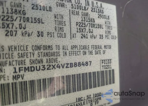 1997 Ford Explorer Eddie Bauer/Limited/Xl/Xlt из США, поврежденный, VIN 1FMDU32X4VZB88487